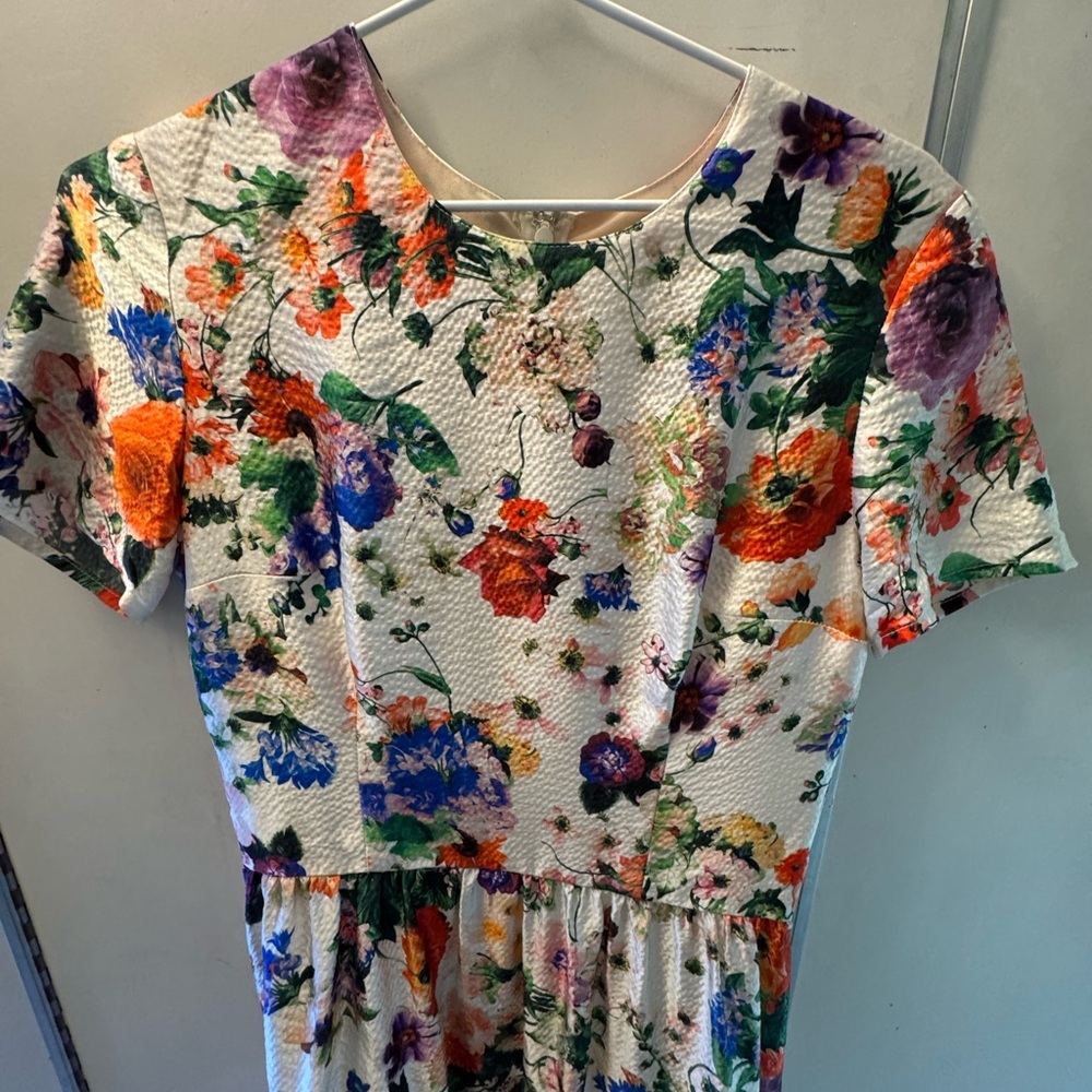 Colourful Satin Dress | Formal  Floral Dress | Short Sleeve Dress| Designer